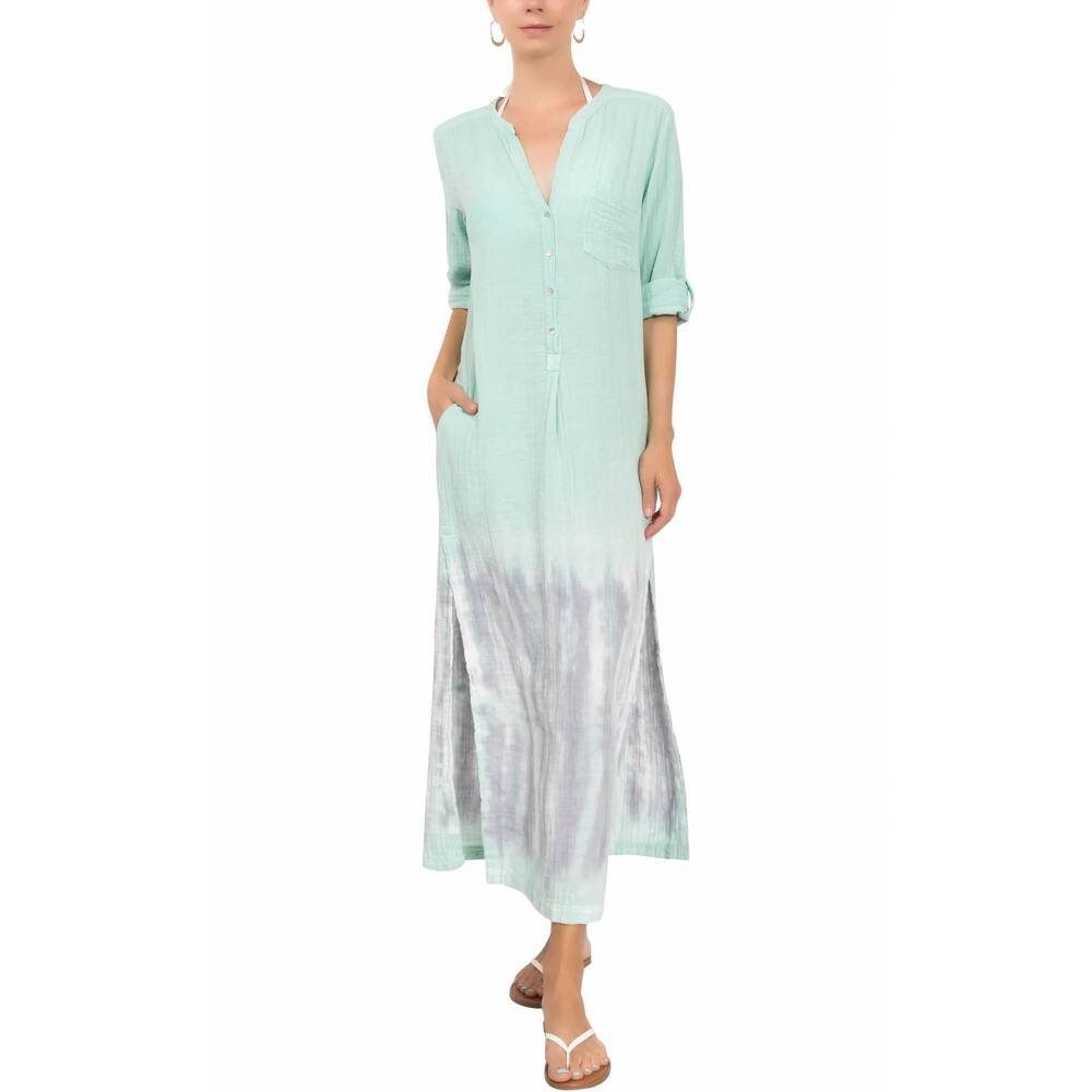 NEW EVERYDAY RITUAL tracey caftan dress in tie dye seafoam